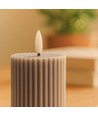 LED Zandloper kaars 23cm, vlameffect, grijs - Ø7,5cm, afstandsbediening, timer, echte was