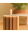 LED Zandloper kaars 23cm, vlameffect, bruin - Ø7,5cm, afstandsbediening, timer, echte was