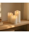 Set van 3 LED kaarsen 10cm, vlam-effect, wit - Ø7,5cm