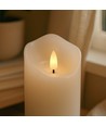 Set van 3 LED kaarsen 10cm, vlam-effect, wit - Ø7,5cm