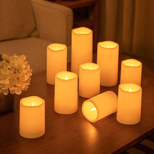 9-pak LED Buiten kaarsen incl. afstandsbediening, Ø5,5cm - Hoogte: 13/15/17,5cm, Batterij, timer, waterdicht