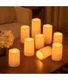 9-pack LED buiten kaarsen, afstandsbediening, Ø5,5cm - Batterij, timer