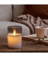 LED Kaarsenset in rookglas Ø7,5cm, 3 stuks - Incl. afstandsbediening en timer, 10/12,5/15cm, echte was