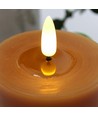 LED Kaars 10cm, smelt-look, vlameffect - Ø7,5cm, afstandsbediening, echte was, bruin