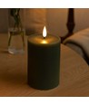 LED Kaars 10cm, smelt-look, vlameffect - Ø7,5cm, afstandsbediening, echte was, diepgroen