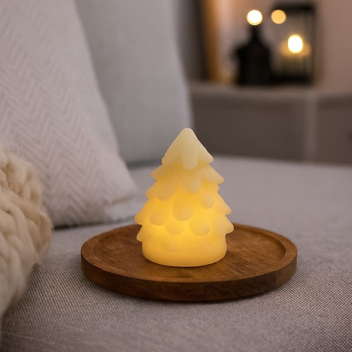 LED kerstboomlicht, knipperend vlam effect, wit - Hoogte 9 cm, Ø6,5 cm, echte was