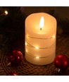 LED Kaars met lichtsnoer, 10cm, vlameffect - Ø7,5cm, afstandsbediening, echte was