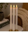 3-pak witte LED kaarsen, vlameffect - Ø2,2cm, Hoogte: 24,5cm, tafelkaarsen, incl. afstandsbediening, timer, batterij