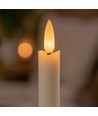 3-pak witte LED kaarsen, vlameffect - Ø2,2cm, Hoogte: 24,5cm, kroonkaarsen, incl. afstandsbediening, timer
