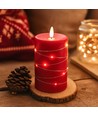 LED kaars met lichtsnoer, 12,5cm, vlam-effect - Ø7,5cm, rood