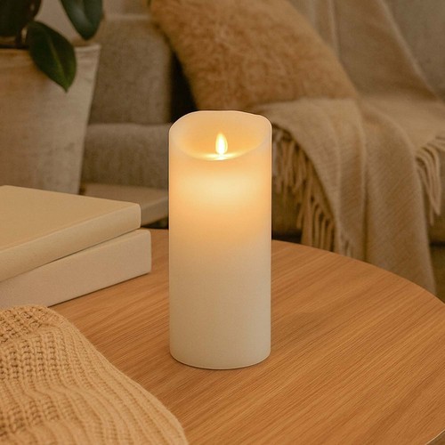 LED XL Kaars 22,5cm, vlameffect, wit - Ø10cm, afstandsbediening, timer, echte was