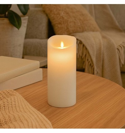LED XL kaars 22,5cm, vlam-effect, wit - Ø10cm