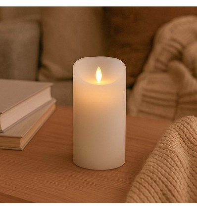 LED XL Kaars 17,5cm, vlameffect, wit - Ø10cm, afstandsbediening, timer, echte was