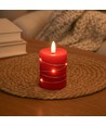 LED kaars met lichtsnoer, 10cm, vlam-effect - Ø7,5cm, rood