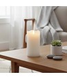 LED Stompkaars 15cm hoog, vlameffect, wit - Ø7,5cm, 15cm hoog, werkt met afstandsbediening, timer, echte was