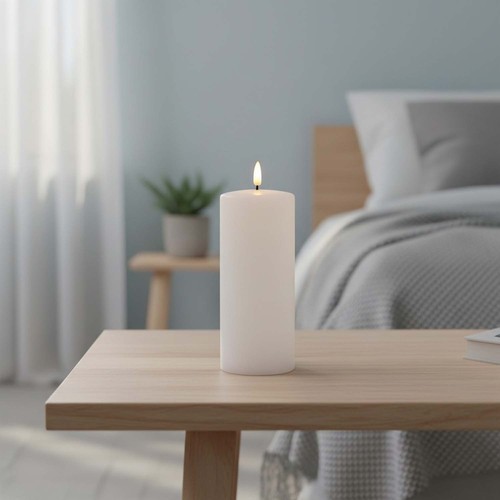 LED Kaars 17,5cm, smelt-look, vlameffect - Ø7,5cm, afstandsbediening, timer, echte was