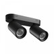 Plafondlamp met 2 spots, GU10 - Zwart, IP20 binnen, zonder lichtbron