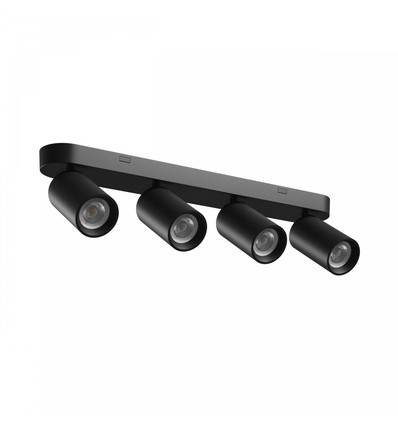 Plafondlamp met 4 spots, GU10 - Zwart, IP20, zonder lichtbron