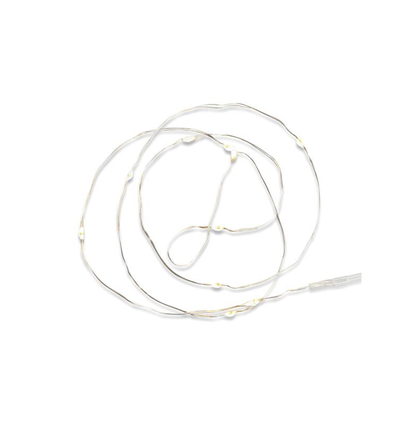 Outlet: Mini batterij lichtsnoer in zilver met 20 LED lampjes