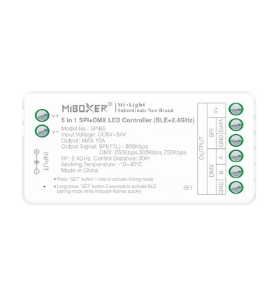 5-in-1 looplicht Bluetooth+DMX strip controller - RF, 12V/24V, RGB+CCT