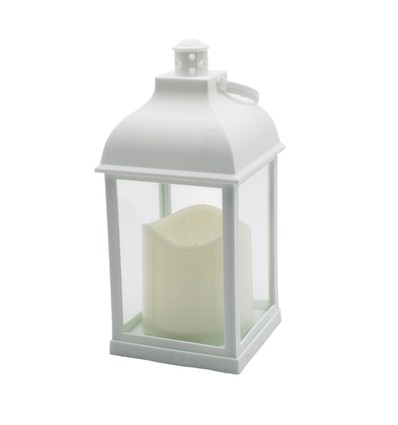 LED lantaarn - Wit, vierkant, batterij, IP54 binnen/buiten