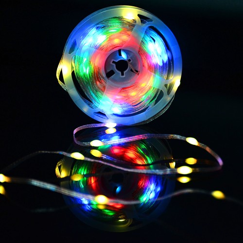 5m RGBIC LED-lichtsnoer - 5V USB, 50 LED, transparante kabel, afstandsbediening + bluetooth