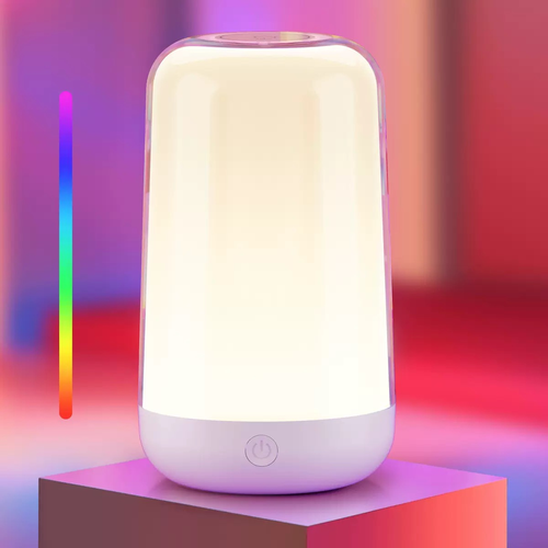 Oplaadbare RGB+CCT LED tafel-/nachtlamp - Wit, touch dimbaar, IP20 binnen