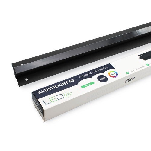LED Zwarte Troldtekt Rail 60 cm - 30W, Akustilight, Inbouw, 24V