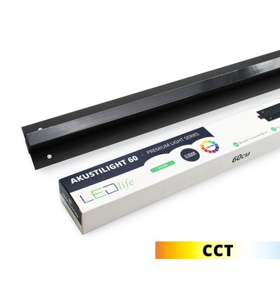 LED zwarte Troldtekt-rail 60 cm, CCT - 30W, Akustilight, verzonken, 24V