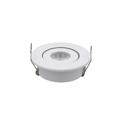 1W Ø5,2cm inbouwspot dimbaar - 12V/24V, gat: Ø4,2 cm, afmetingen: Ø5,2 cm, 2,2 cm hoog, wit