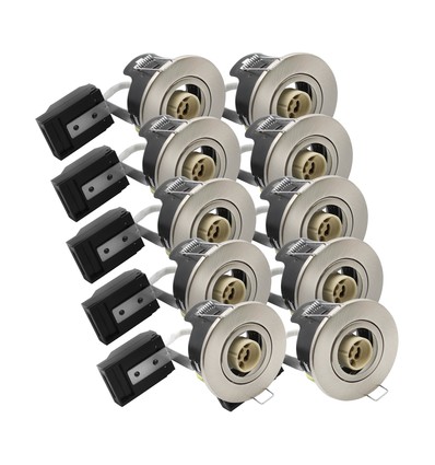 10 stuks GU10 inbouwspot - Satijn nikkel, IP20