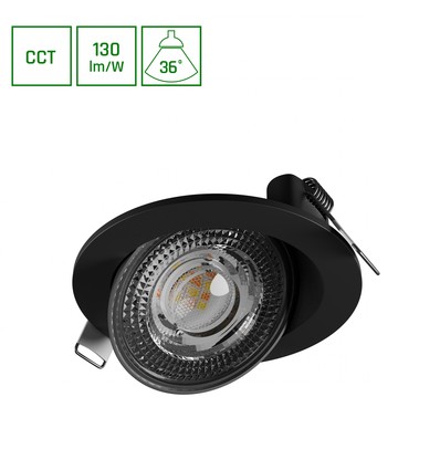 6,5W Ø10,5cm MOBILO LED downlight - CCT, 850lm, 36°, IP20, zwart