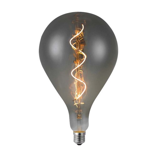E27 4W LED filament spiraallamp - A160, smoky glas, warm wit