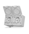 Buiten dubbele Schuko-stopcontact - IP65, grijs