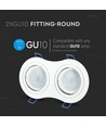 GU10 dubbele inbouwspot - Rond, wit, aluminium, IP20, Gat: 155x75 mm, Afm: 173x91 mm