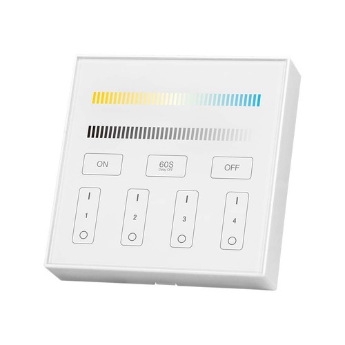 4-zone WiFi/WLAN touch panel voor LED strips - 12V/24V, wit, 86x86mm, voor single color en CCT