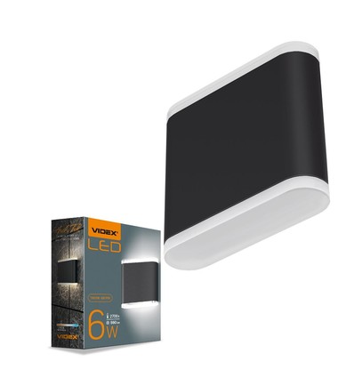 6W zwarte LED wandlamp met up/down licht - 660lm, IP54 buiten, 2700K, 110lm/W, incl. lichtbron