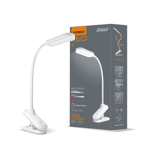 6W LED dimbare bureaulamp met klem - Helsinki, 370lm, 3-staps CCT, wit, 120° stralingshoek