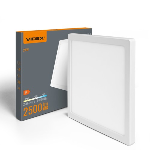 24W LED plafondlamp, 3-in-1 CCT - 2500lm, 29,2 x 29,2cm, witte rand, inbouw- of opbouwpanel