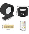 4,5W Oplaadbare wandlamp CCT - IP20, rond, mat zwart, 360° draaibaar, incl. lichtbron en afstandsbediening
