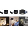 4,5W Oplaadbare wandlamp CCT - IP20, rond, mat zwart, 360° draaibaar, incl. lichtbron en afstandsbediening
