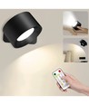 4,5W Oplaadbare wandlamp CCT - IP20, rond, mat zwart, 360° draaibaar, incl. lichtbron en afstandsbediening