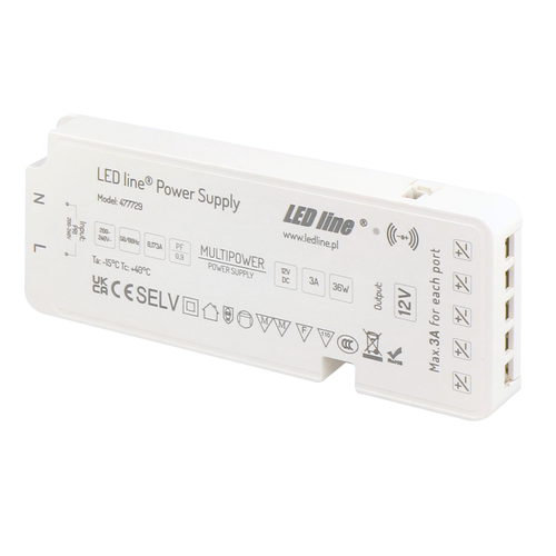 Outlet: 36W voeding - Voor Sono en Reco meubelspot, 5 uitgangen