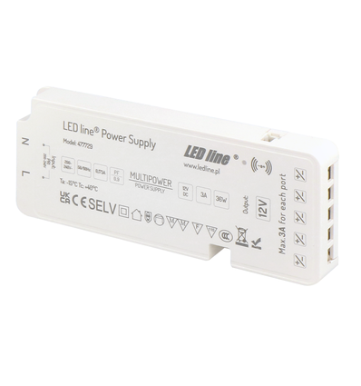 Outlet: 36W voeding - Voor Sono en Reco meubelspot, 5 uitgangen