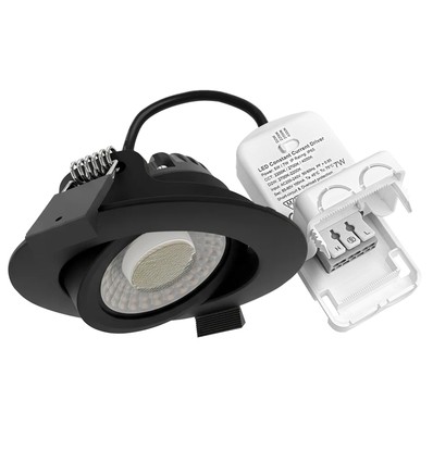 7W Ø8,3cm DimToWarm+CCT inbouwspot dimbaar RA96 - Gat: Ø6,8 cm, Zwart