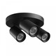 Ronde plafondlamp met 3 spots, GU10 - Zwart, Ø22cm, IP20 binnen, zonder lichtbron
