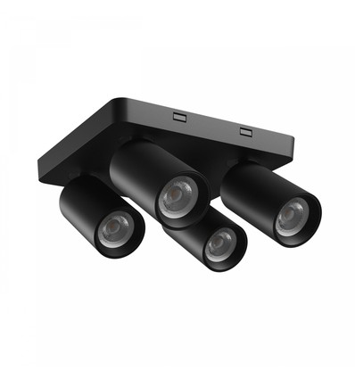 Plafondlamp met 2x2 spots, GU10 - Zwart, IP20 binnen, zonder lichtbron