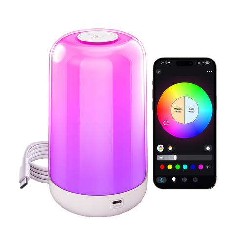 Oplaadbare RGB+CCT LED tafel-/nachtlamp - Bluetooth, Wit, touch dimbaar, IP20 binnen