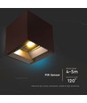 9W LED Wandlamp op zonne-energie - IP65, CCT, 3 lichtkleuren, PIR-sensor, corten behuizing