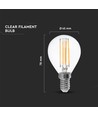 E14 6W filament LED kogellamp - P45, 600lm, helder glas, Samsung LED chip
